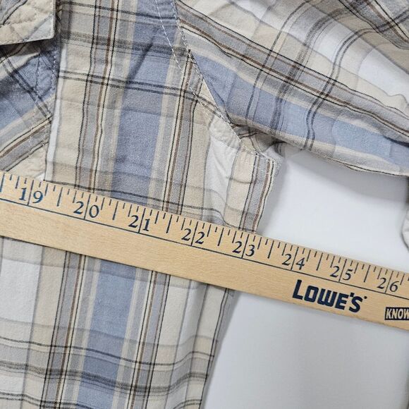 Levi's Shirt Men's XL Regular Blue Tan Plaid Long Sleeve Pearl Snap Western GUC - Picture 5 of 8